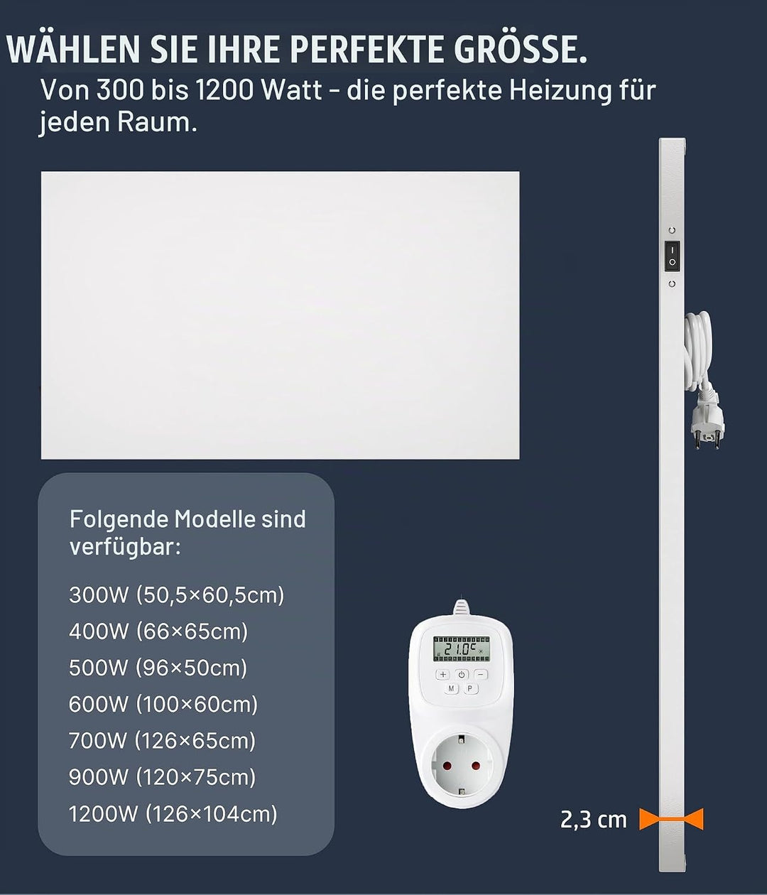 VIESTA® Infrarot Wandheizung mit Thermostat [INKL. TH12 THERMOSTAT] – Infrarotheizung Wandmontage He