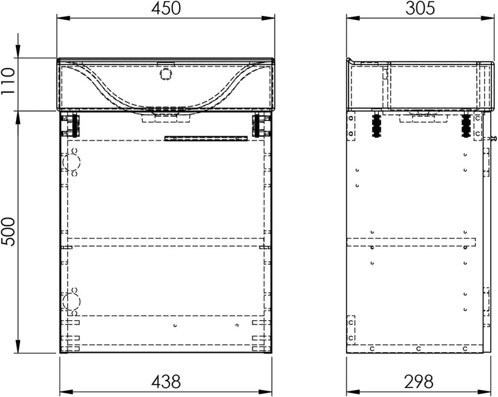 VBChome Badmöbel Set 45 cm Weiss – Waschbecken mit Hängeschrank, Badezimmerschrank mit Waschbeckenun