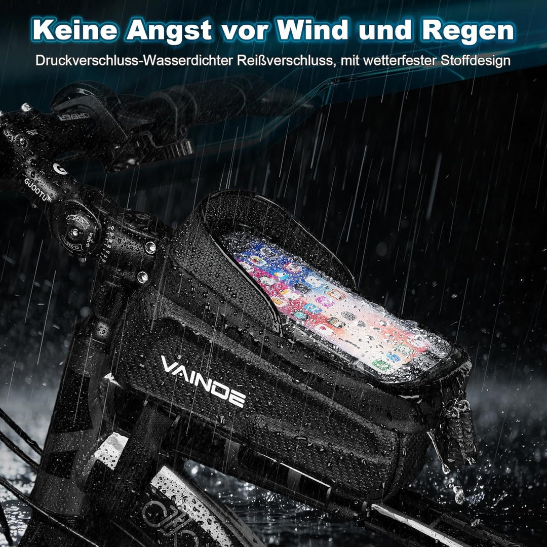 2er Set Fahrradtasche Rahmen, Rahmentasche Fahrrad, Lenkertasche Wasserabweisend Handytasche für Sma