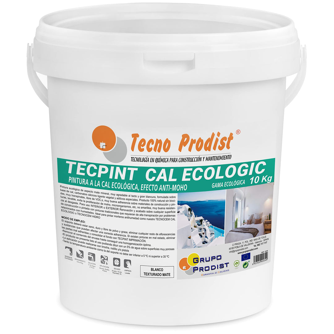 Tecno Prodist TECPINT KALK ECOLOGIC (10 Kg) Kalkfarbe auf Wasserbasis für den Aussen- und Innenberei