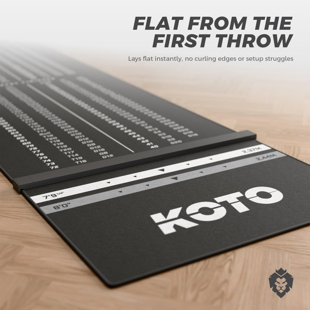 KOTO - Oche Carpet Checkout 285 x 80 cm Dartmatte, Professionelle Dartmatte zum Schutz des Bodens un
