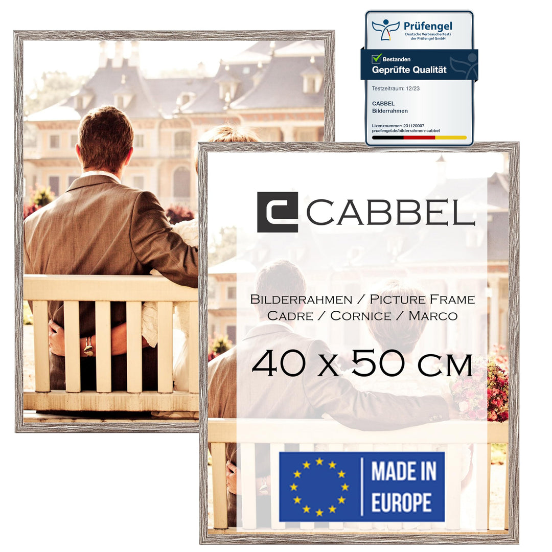 CABBEL Doppelpack (2er Set) Bilderrahmen 40x50 cm, Braun, stabiles MDF-Holz Rahmen, bruchsicherem Pl