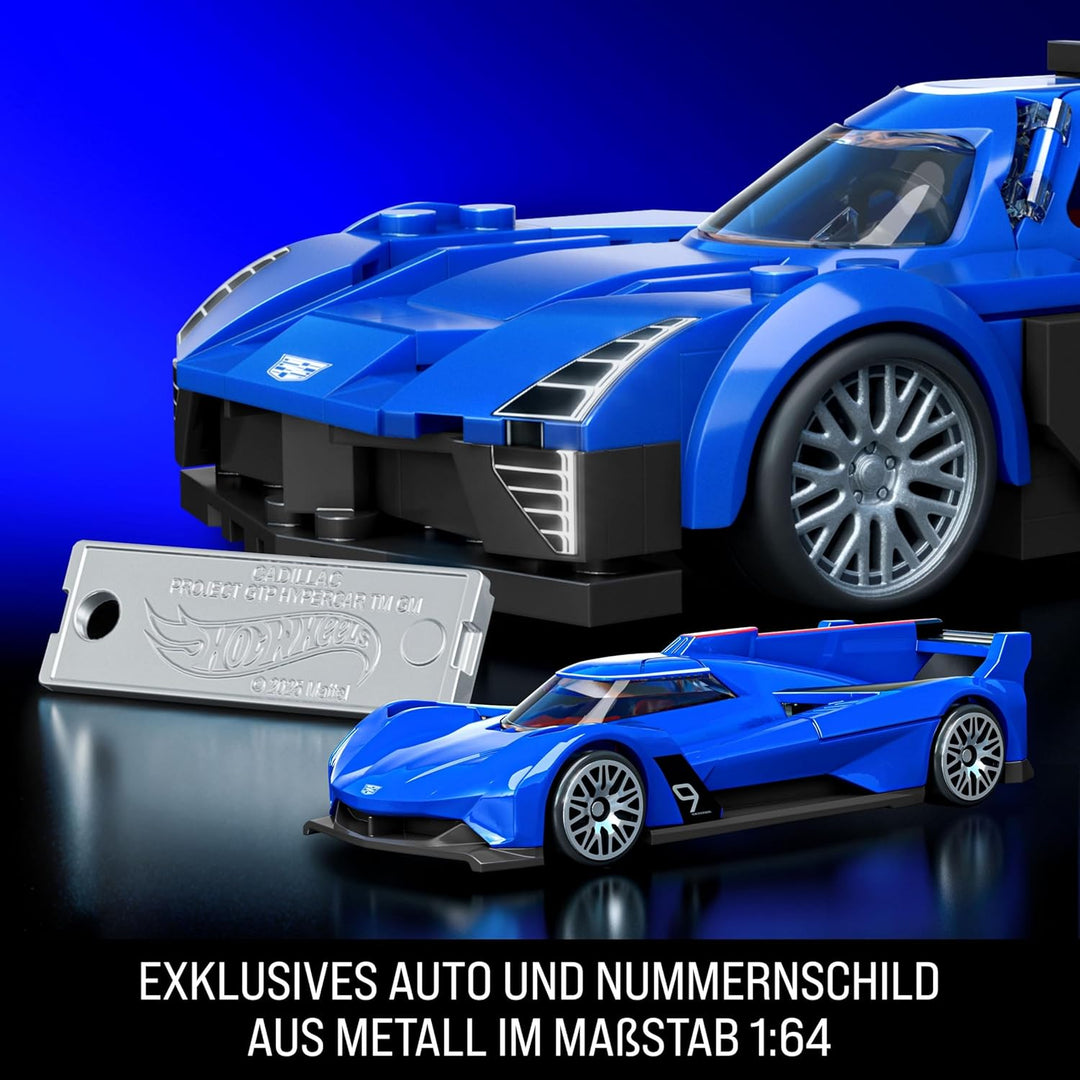 Mattel Brick Shop Hot Wheels Speed Serie Bauset, Cadillac Project GTP Hypercar mit 236 Teilen, real