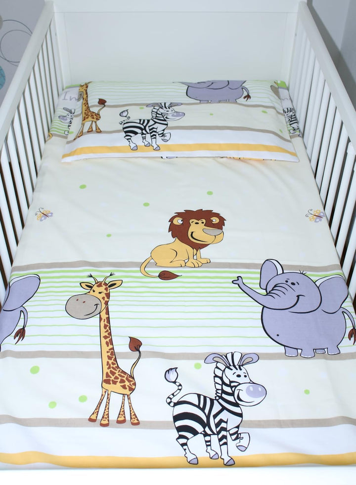 Baby Bettset Bettwäsche mit Himmel Vollstoff - Safari Grün - Bettausstattung Set (5 teilig), 5 teili