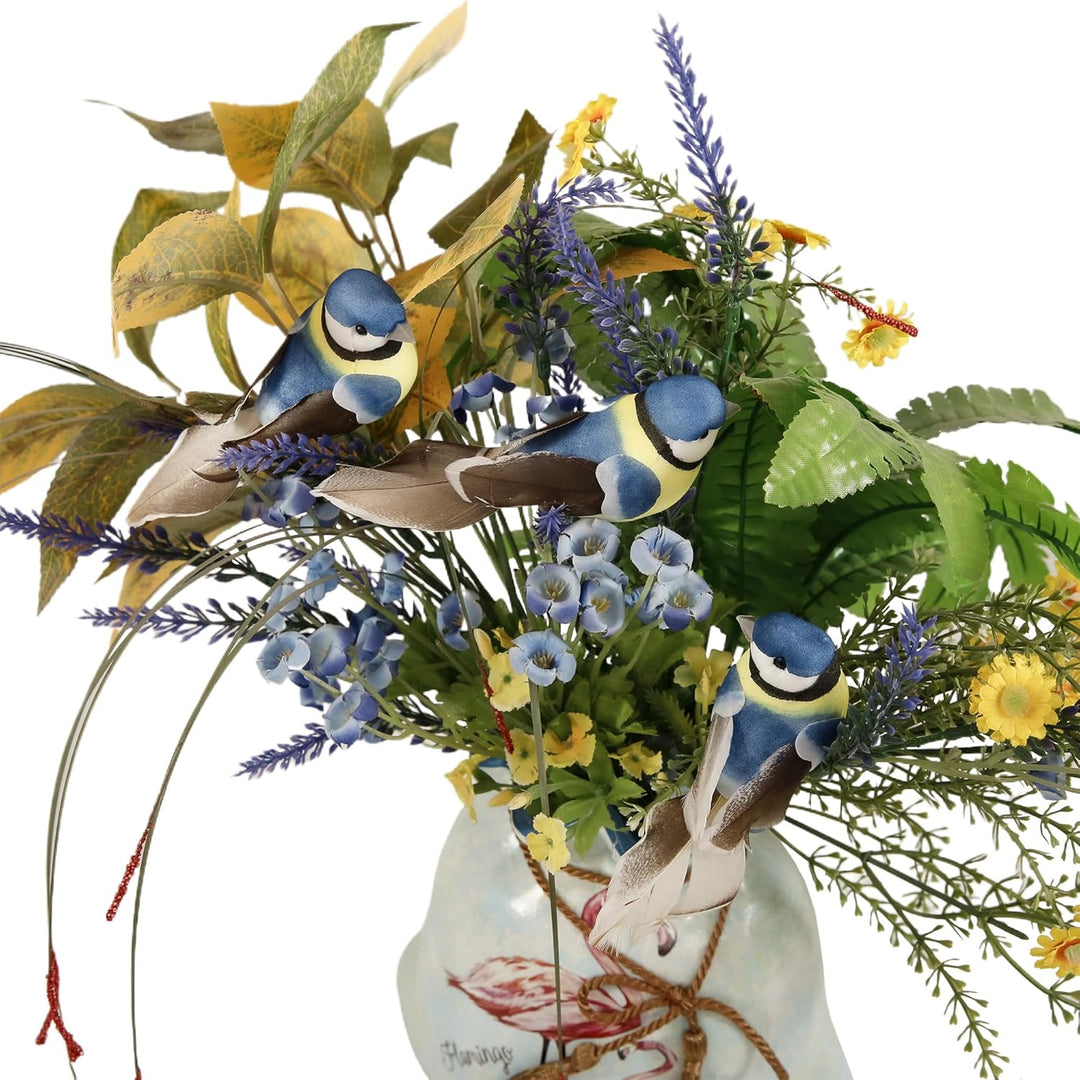 Künstlicher Vogel für Dekoration Frühling Ornament Baum 12er Set mit Clip Weihnachten und Hochzeit D