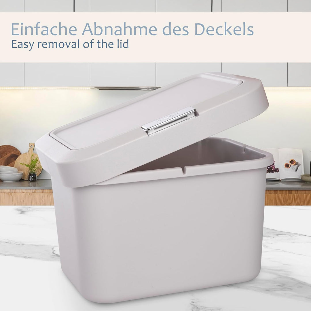 ONVAYA® Komposteimer für die Küche ǀ Hellgrau ǀ geruchsdicht ǀ spülmaschinengeeignet ǀ für Arbeitspl
