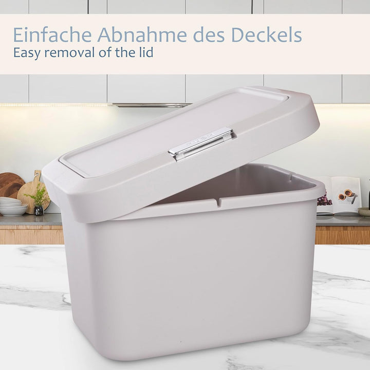 ONVAYA® Komposteimer für die Küche ǀ Hellgrau ǀ geruchsdicht ǀ spülmaschinengeeignet ǀ für Arbeitspl