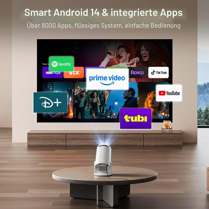 Mini Beamer 4k Heimkino Unterstützt Android 14, LYNCAST Mini projektor Tragbarer Projektor mit Bluet