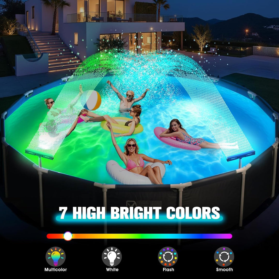 KingSom Pool Wasserfall mit LED llich,Wiederaufladbare Springbrunnen Pool Brunnen Wasserfall, mit Fe