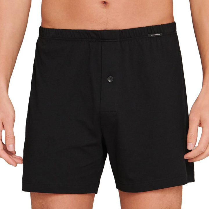 Schiesser Herren 2 PACK Boxershorts Baumwolle Web - Webboxer M Schwarz_174002, M Schwarz_174002