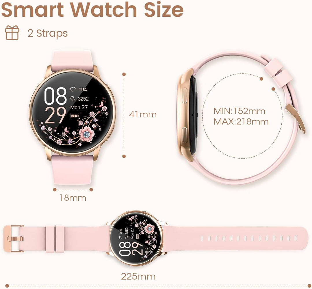 RUXINGX Smartwatch Damen mit Telefonfunktion 1.27" HD Voll Touch Screen, Armbanduhr mit SpO2 Pulsuhr