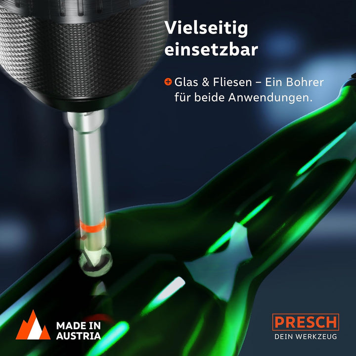 Presch Fliesenbohrer Set 3tlg. | ⌀ 6mm, 8mm,10mm | Feinsteinzeug Bohrer für harte Fliesen, Keramik,