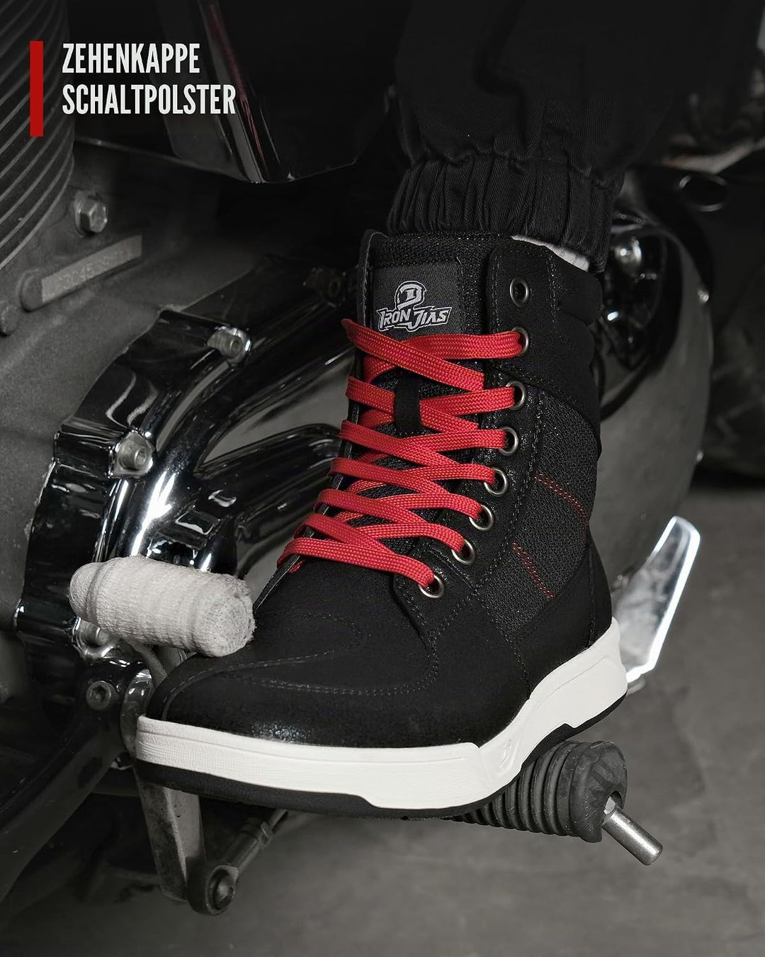 BORLENI Herren Motorradstiefel, Casual rutschfeste Motorradschuhe, Motocross-Schutzschuhe 43 EU Schw