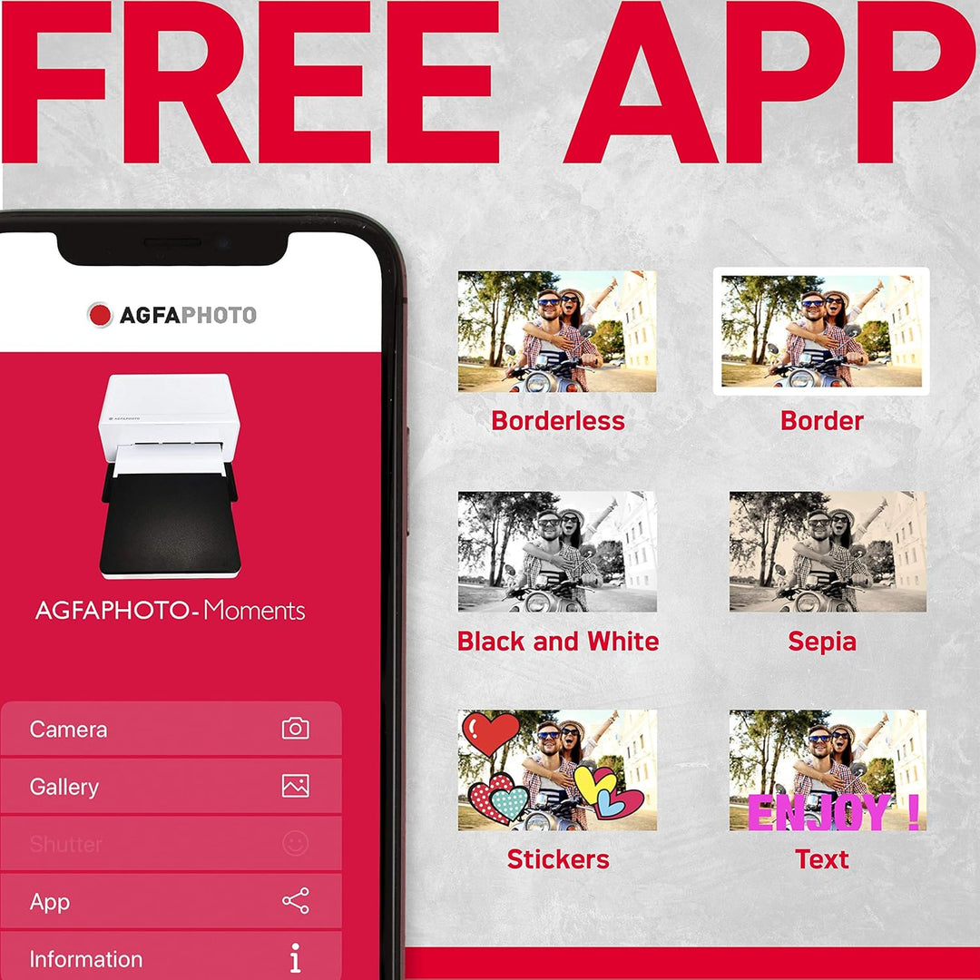 Agfaphoto Fotodrucker 10x15 cm Realipix Moments | Bluetooth Fotodrucker für Smartphone Apple Android
