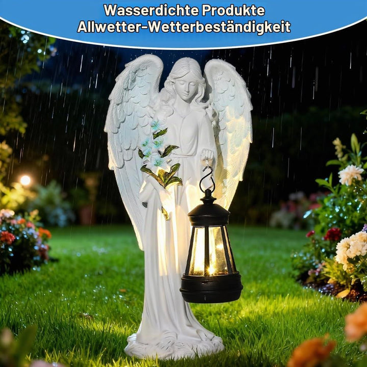 Solar Engel Gartenstatuen, Wetterfest Grabschmuck, LED Fairy Engel Figur, Gartenstatue Geschenke, 31