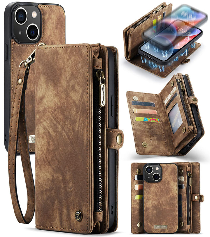 UFinetech iPhone 14 Hülle, Flip Leder TPU Stossfest Kartenfach Tasche Handyhülle iPhone 14 (6,1 Zoll