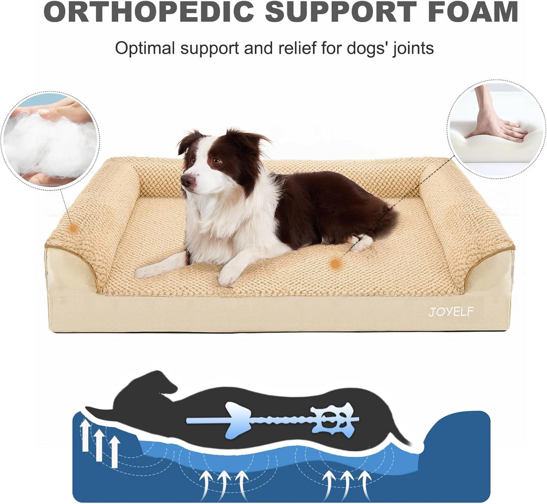 JOYELF Orthopädisches Hundebett für grosse Hunde, U-förmiges Schaumstoff-Sofabett, wasserdichtes Hau