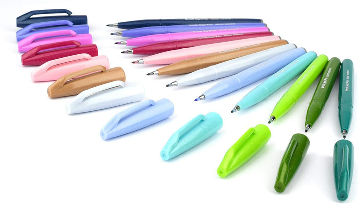 Pentel SES15C Brush Sign Pen Marker Flexible Spitze 12 Farben ass.ti &amp; SES15C Brush Sign Pen Set 4 t