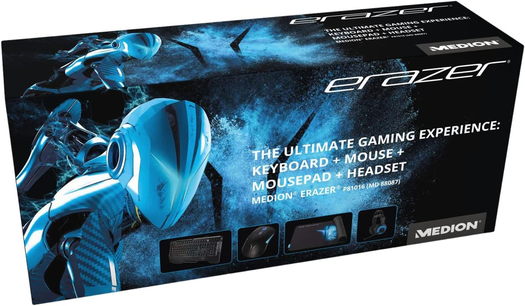 MEDION ERAZER P81016 Gaming Bundle (4 in 1 Gaming Paket, Gaming Tastatur, Gaming Maus, Gaming Headse
