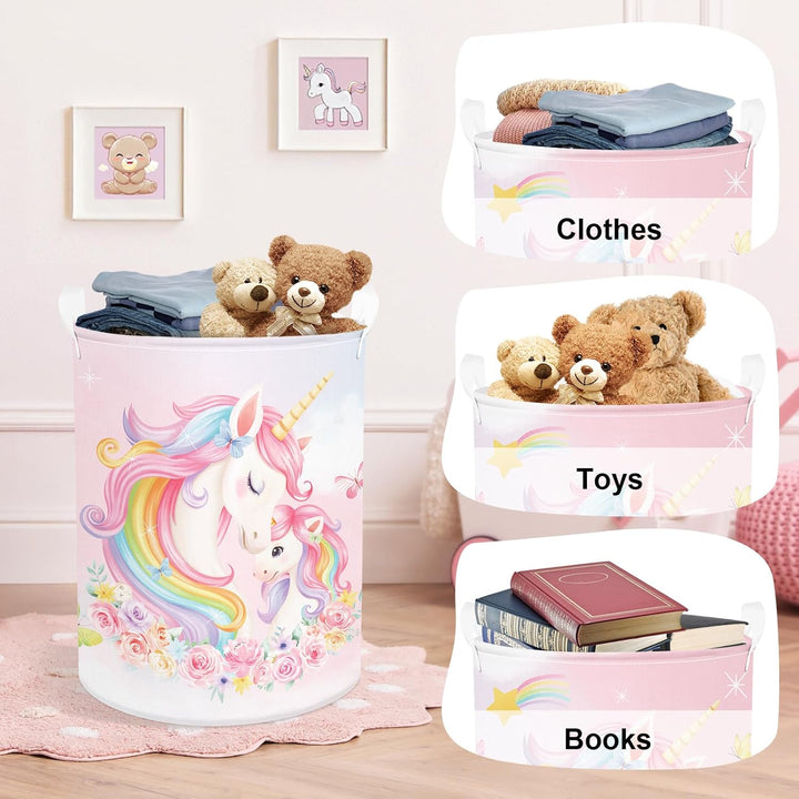 Entzückendes Einhorn Gross Wäschekorb Regenbogen Wolke Stoff Aufbewahrungskorb Kleidung Spielzeug Au