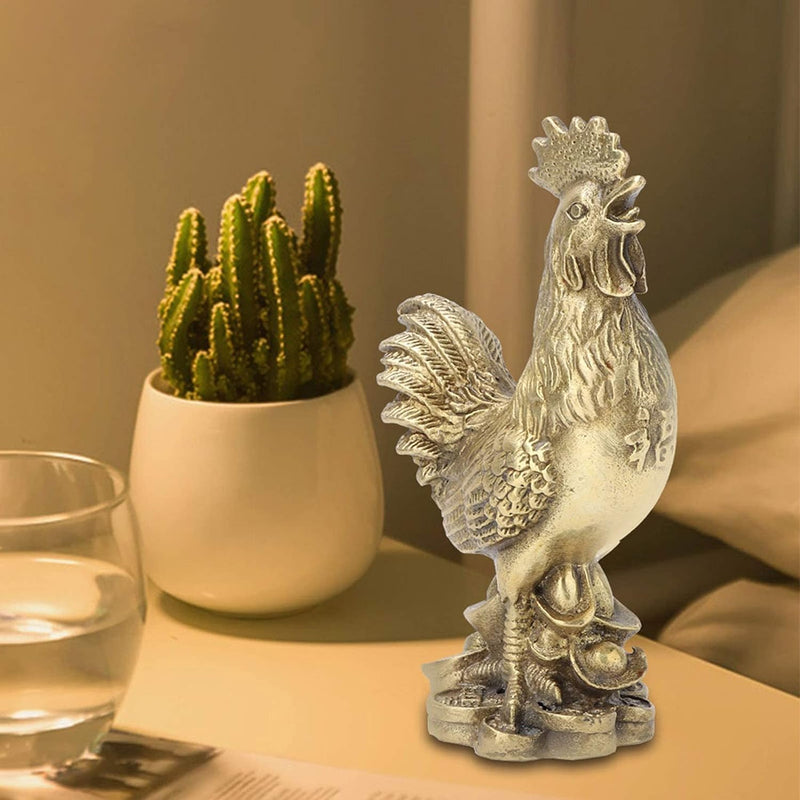 Reine Messing Hahn Skulpturen Feng Shui Ornament, Glück Reichtum Huhn Ornamente Hahn Huhn Feng Shui