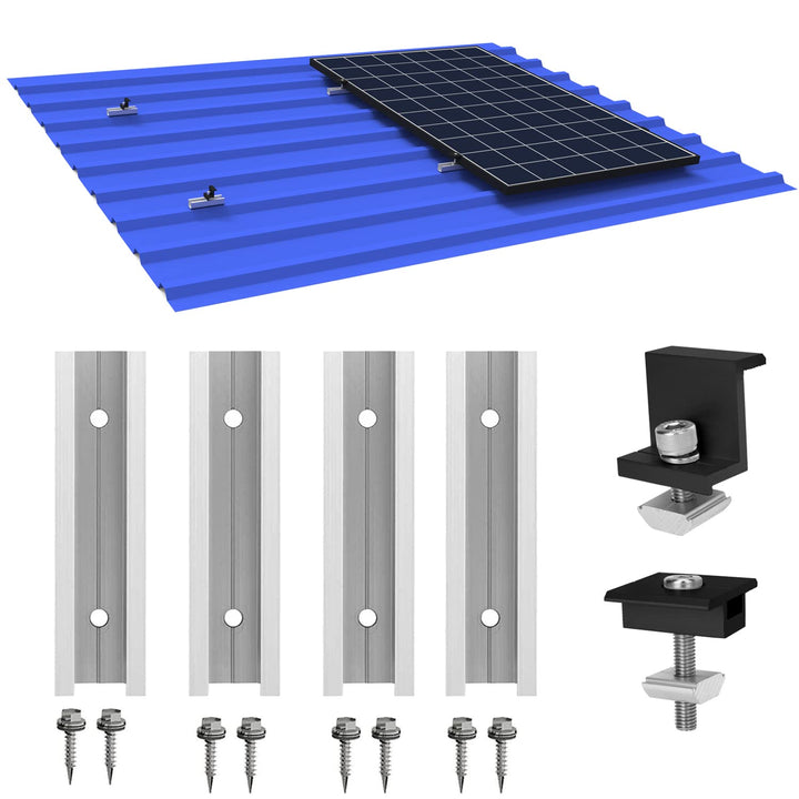 Solarpanel Halterung Kit und Zubehör Schwarz Eloxiert,Halterung für Solarmodule,Befestigungsschiene1