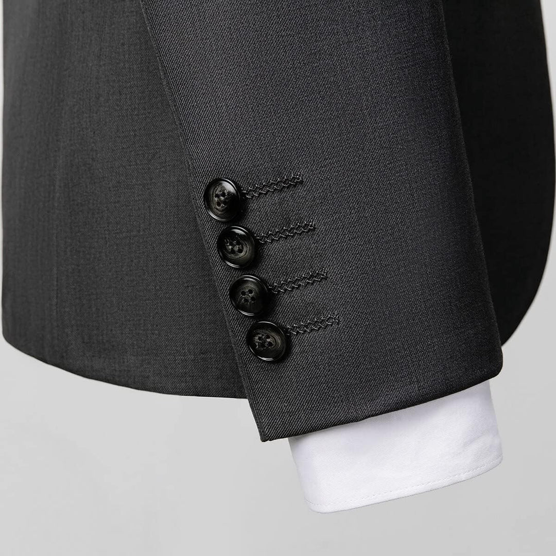 Herren Anzug 3-teilig Slim Fit Einreihig Zwei Knöpfe Hochzeit Smoking Anzug Blazer Weste Hose, Grau