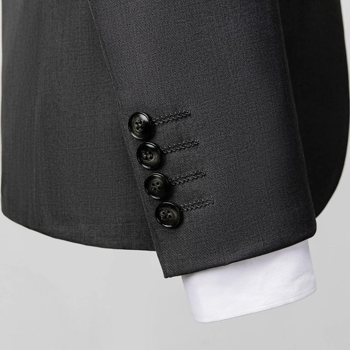 Herren Anzug 3-teilig Slim Fit Einreihig Zwei Knöpfe Hochzeit Smoking Anzug Blazer Weste Hose, Grau