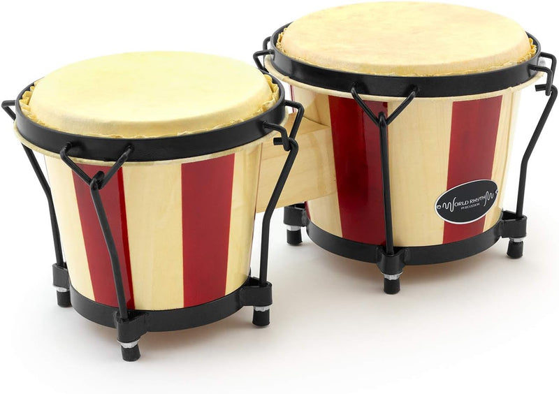 TIGER bon14-st Bongo Drums gestreift natur und rot Ohne Tasche Einzelbett, gestreift natur und rot O