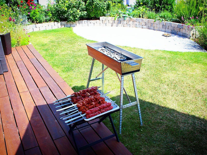 Schaschlikgrill 80x30cm V2A Edelstahl Mangal Klappbar Handarbeit Holzkohlegrill Mangal шашлычница ма