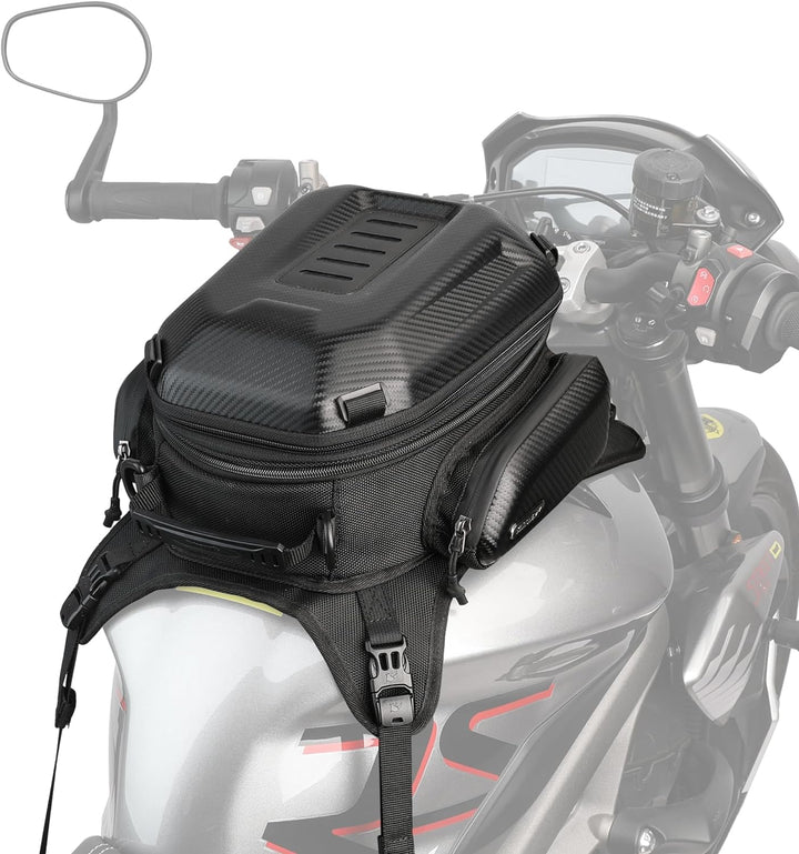 Rhinowalk Motorrad Tankrucksack Tanktasche Hartschale Wasserdicht Erweiterbar 15-18L Motorrad Sitz A