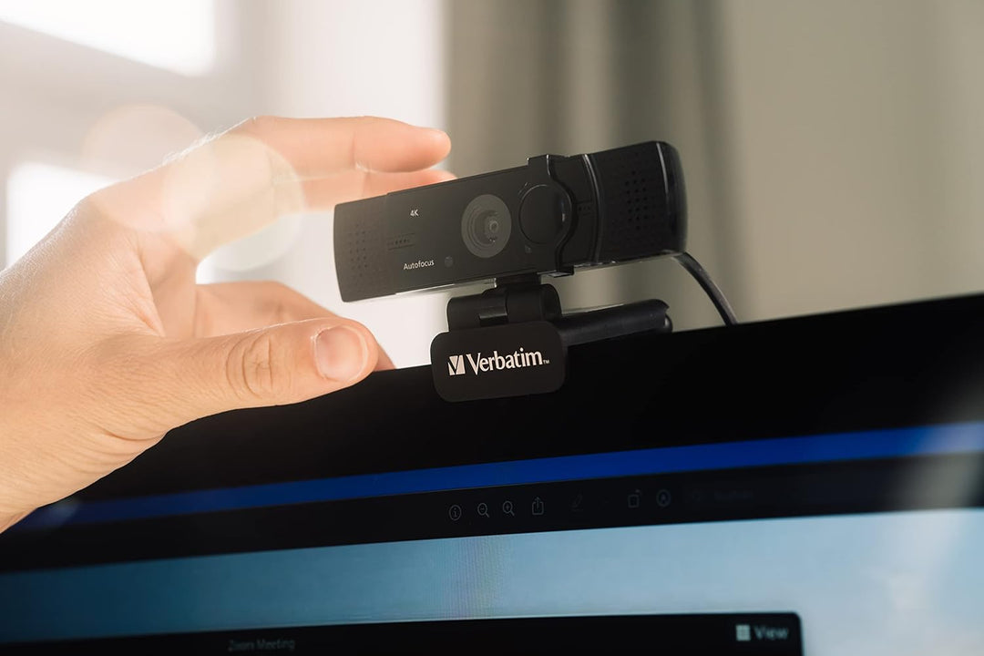 Verbatim Webcam mit Dual-Mikrofon, externe Kamera für Computer oder Laptop mit Ultra HD 4K Autofokus