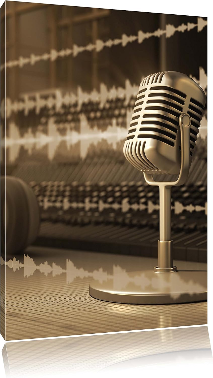 Pixxprint Musikstudio, Format: 100x70 auf Leinwand, XXL riesige Bilder fertig gerahmt mit Keilrahmen