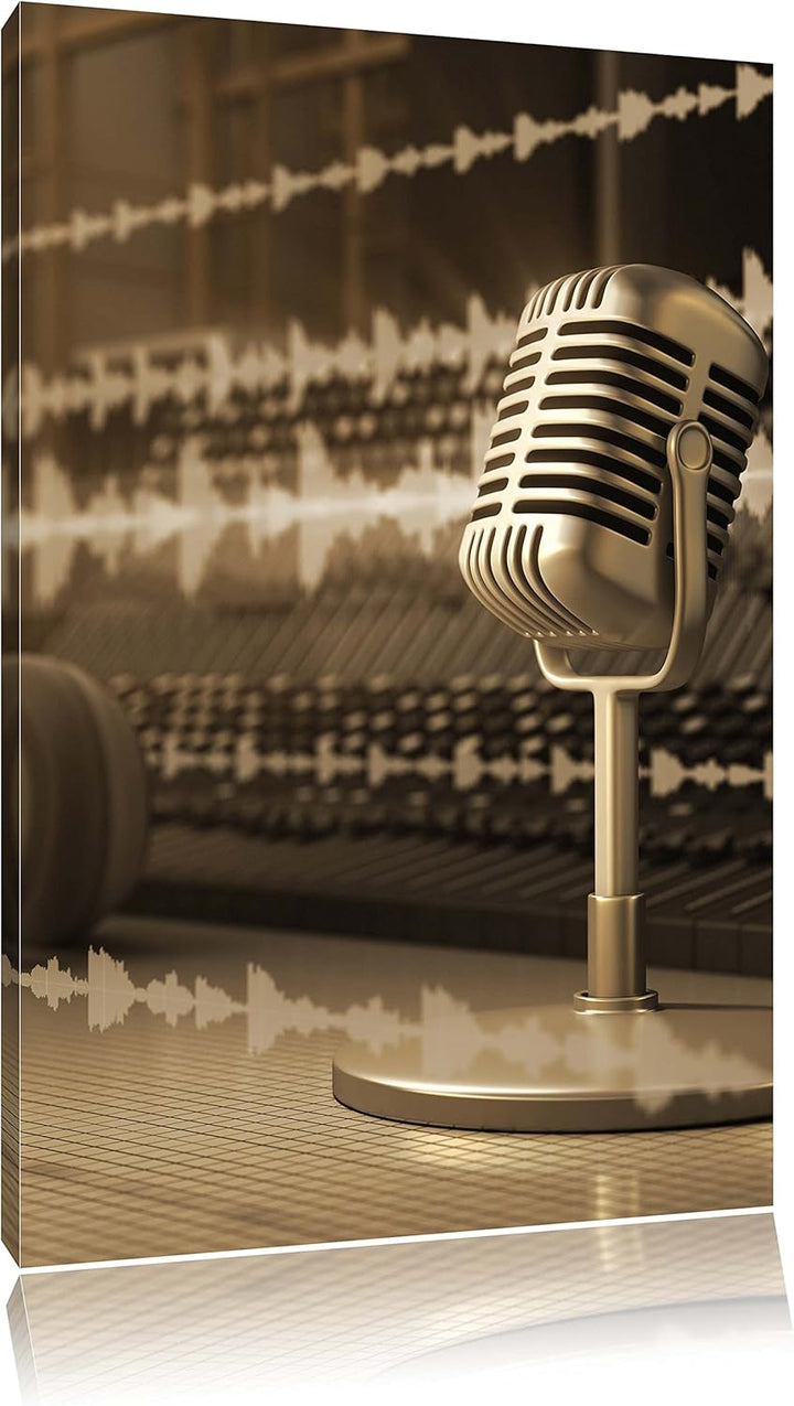 Pixxprint Musikstudio, Format: 100x70 auf Leinwand, XXL riesige Bilder fertig gerahmt mit Keilrahmen