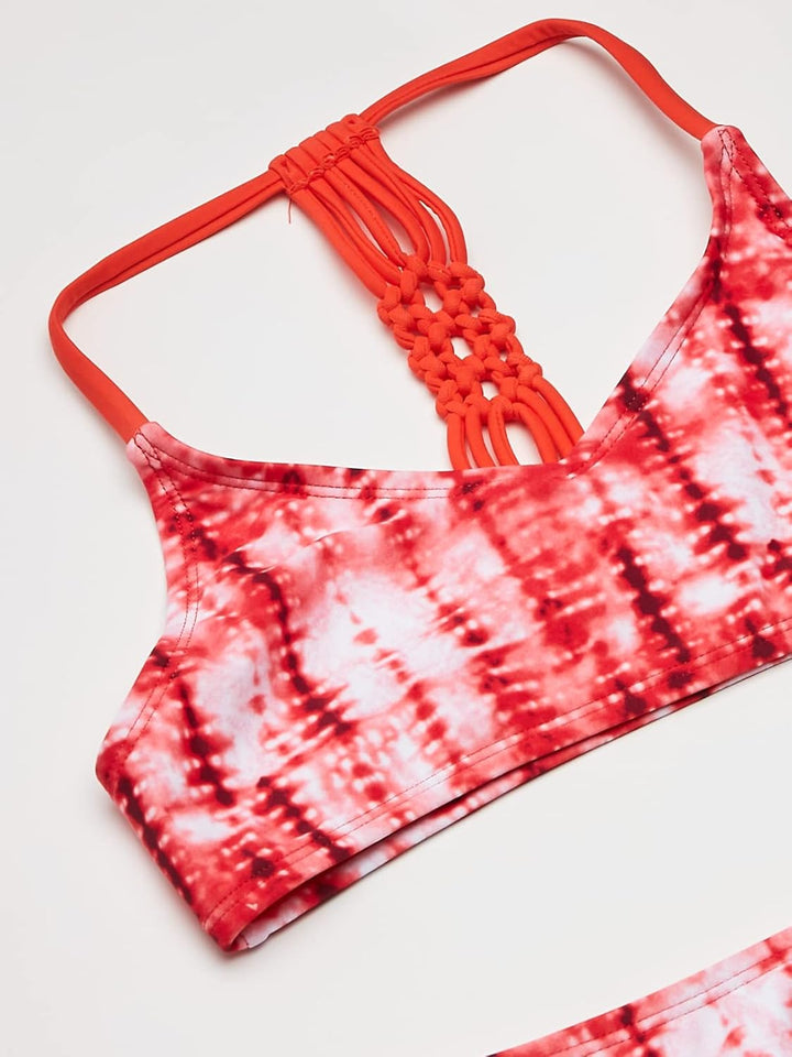 Kanu Surf Girls' Willow V-Neck Bikini Beach Sport 2-Piece Swimsuit Willow Red Tie-dye 10, 10 Willow