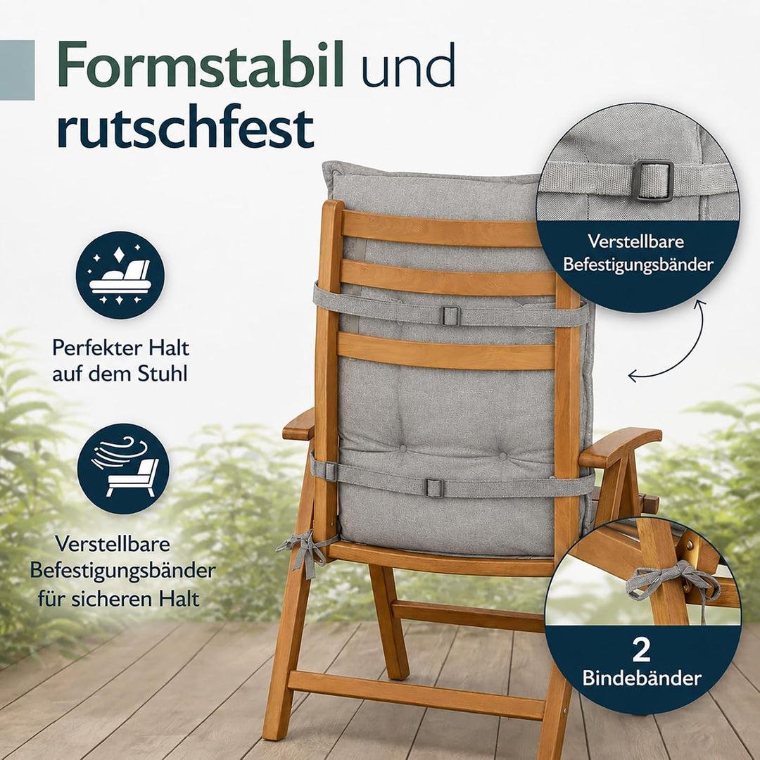 Hochlehner Auflagen 2er Set 120x50x5,5cm Anthrazit Grau Sitzpolster Komfort | BURI Gartenstuhlauflag