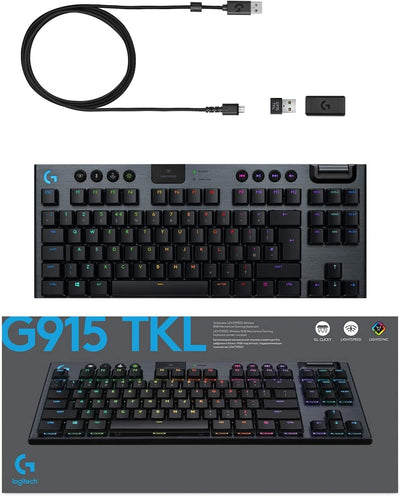 Logitech G 915 Lightspeed TKL Tenkeyless-Tastatur, kabellos, mechanisches Gaming-Profil, GL-Tactile