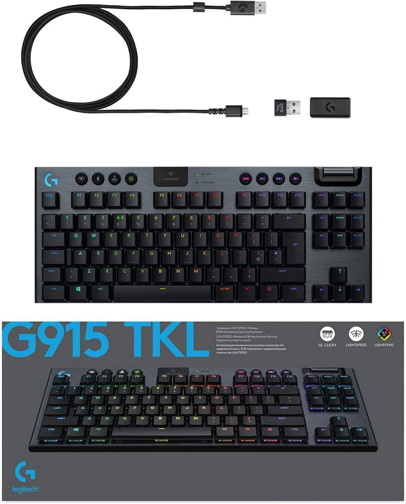 Logitech G 915 Lightspeed TKL Tenkeyless-Tastatur, kabellos, mechanisches Gaming-Profil, GL-Tactile