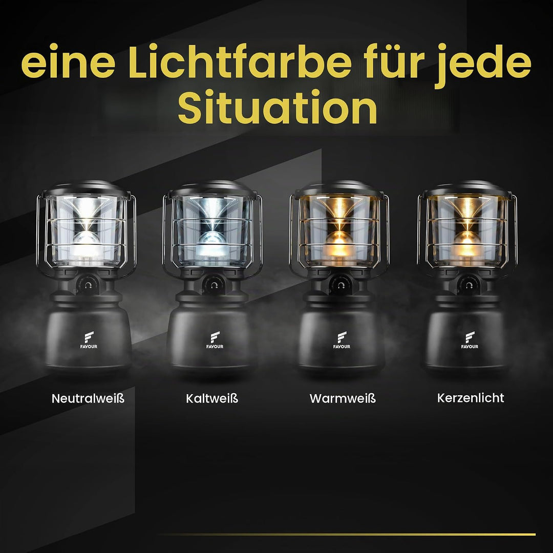 Favour LED Laterne Outdoor Lampe hell 1300 Lumen | Camping Lampe, IP64 wasserdicht, stossfest | Camp