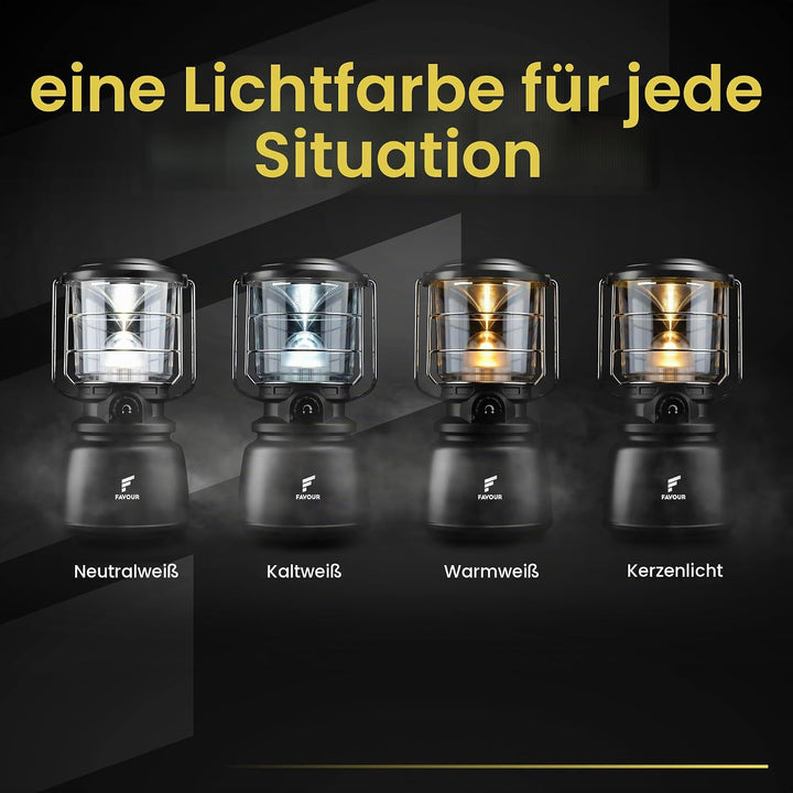 Favour LED Laterne Outdoor Lampe hell 1300 Lumen | Camping Lampe, IP64 wasserdicht, stossfest | Camp
