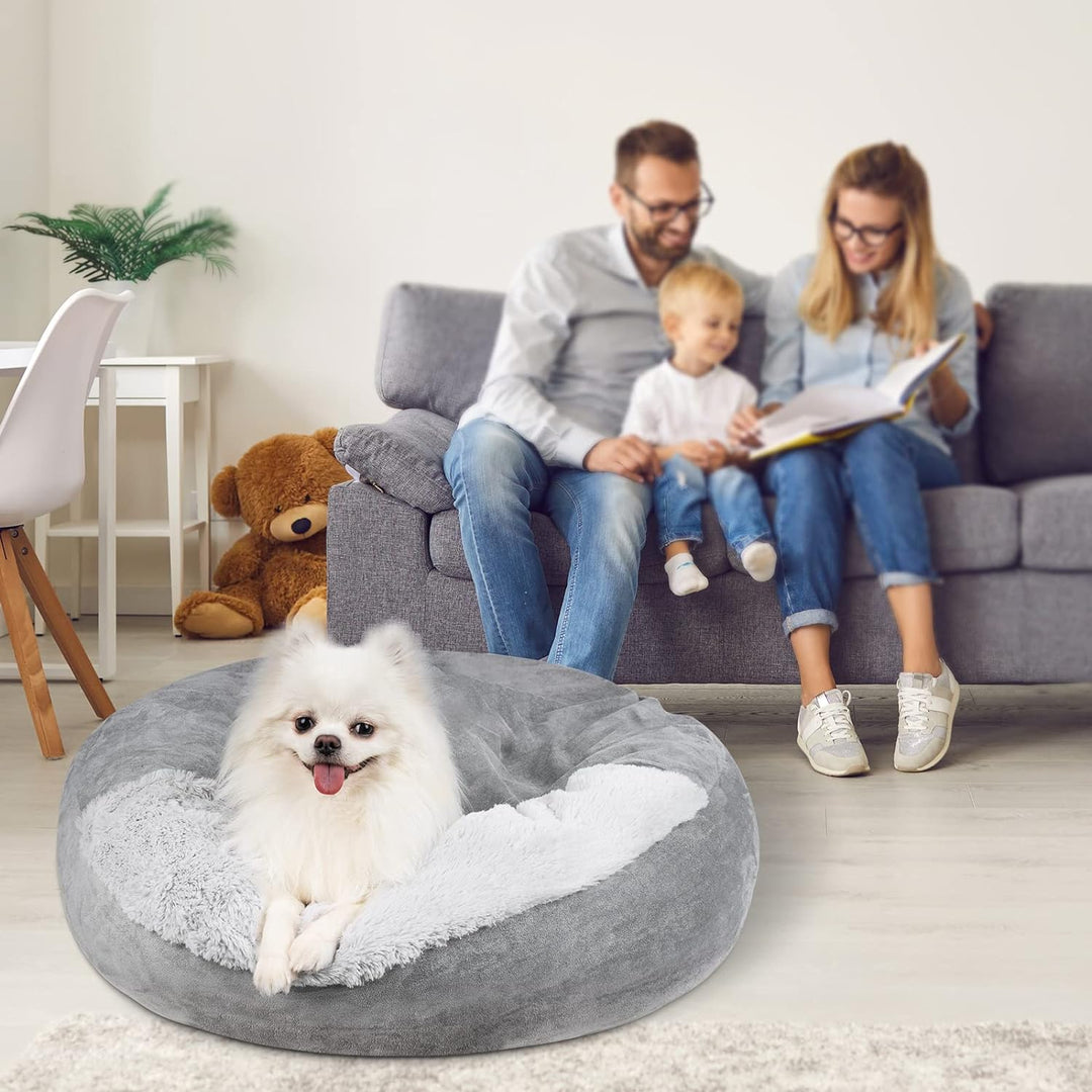 MICOOYO Beruhigendes Hundebett -Gemütliches Donut Hundedeckenbett für Hund, klemmendes Haustier Höhl