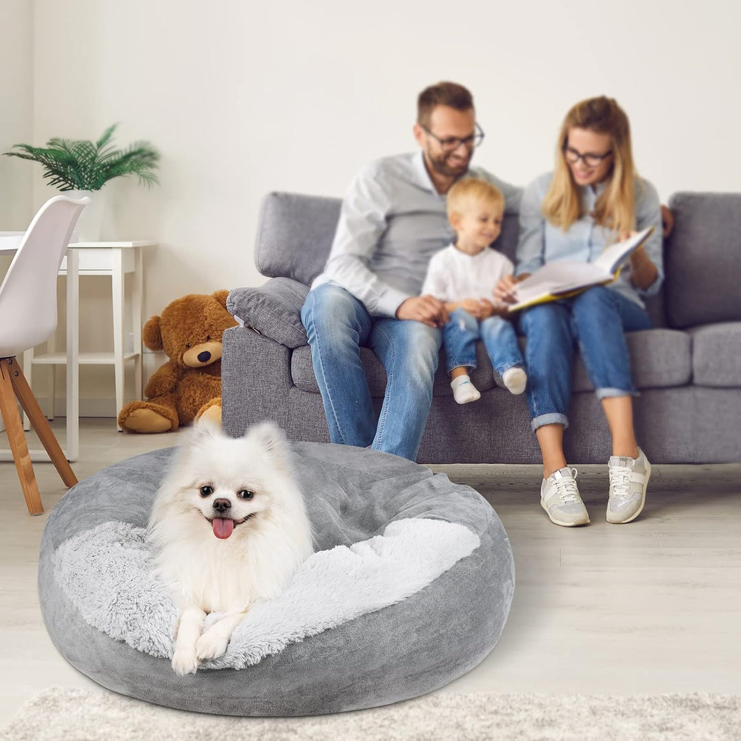 MICOOYO Beruhigendes Hundebett -Gemütliches Donut Hundedeckenbett für Hund, klemmendes Haustier Höhl