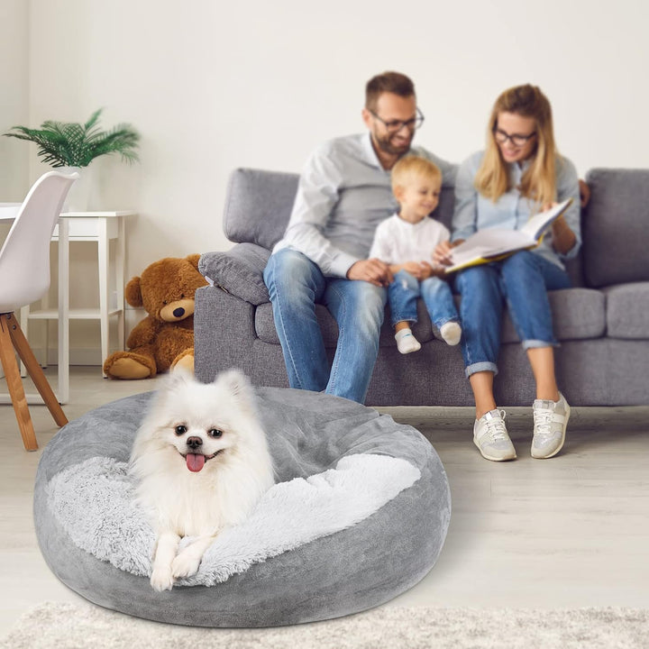MICOOYO Beruhigendes Hundebett -Gemütliches Donut Hundedeckenbett für Hund, klemmendes Haustier Höhl