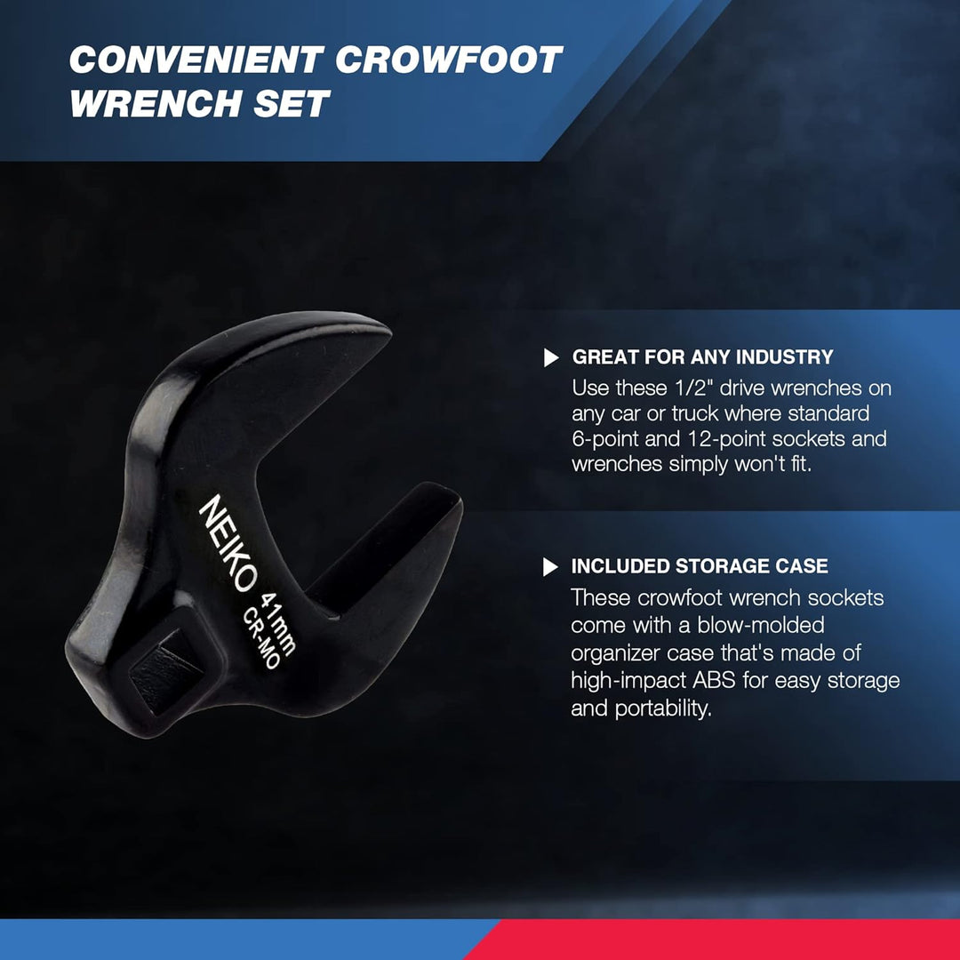 Neiko® 03326 A 1/2 Antrieb Metrisches Crowfoot-Schlüssel Set, Jumbo Grösse, CR-MO, 1–1/40,6 cm – 5,1