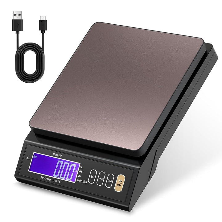 Bonvoisin 5 kg Digitale Küchenwaage 0,1 Gramm Genauigkeit, mit% Prozentfunktion, Wiegen in Gramm, Pf