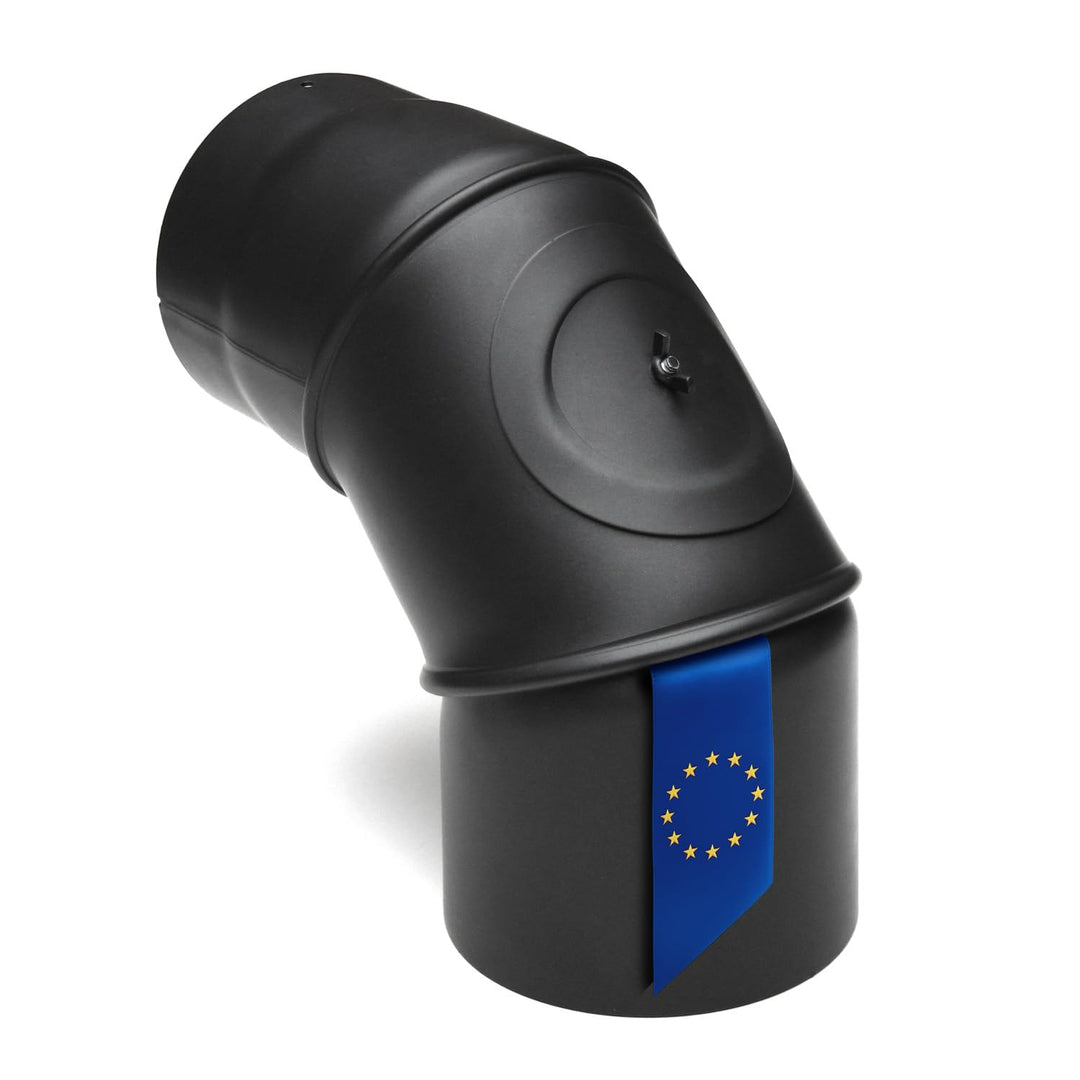 raik SH031-150-sw Raik Rauchrohrbogen/Ofenrohr 150mm - 0° - 90° mit Reinigungsöffnung