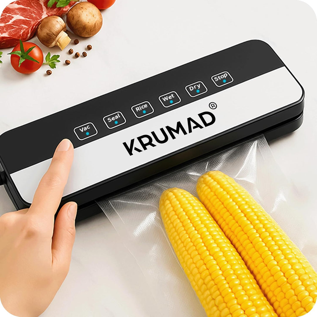 Vakuumiergerät 130W, Vakuumierer für Lebensmittel, 5 Modi, Inkl. 10 Vakuumbeutel 25x20cm, 65kPa Foli