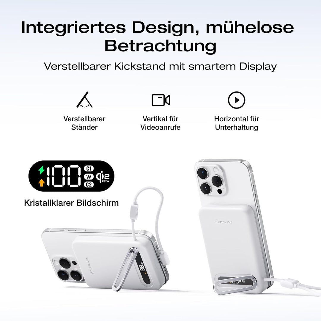 EcoFlow Qi2.2 Magsafe Powerbank 10000mAh 25W mit USB C 36W Kabel, Qi2.2-Zertifiziert Magnetische Pow