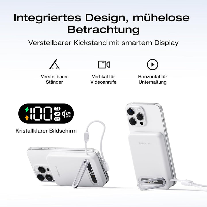 EcoFlow Qi2.2 Magsafe Powerbank 10000mAh 25W mit USB C 36W Kabel, Qi2.2-Zertifiziert Magnetische Pow