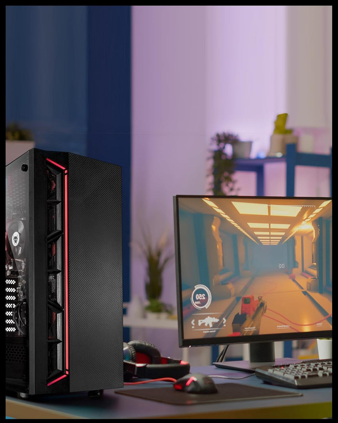 BEASTCOM Q3 Essential Gaming, Gaming-PC, AMD Quad Core 4X 3.80GHz, 8GB RAM, 256GB SSD, 4K Grafik Rad
